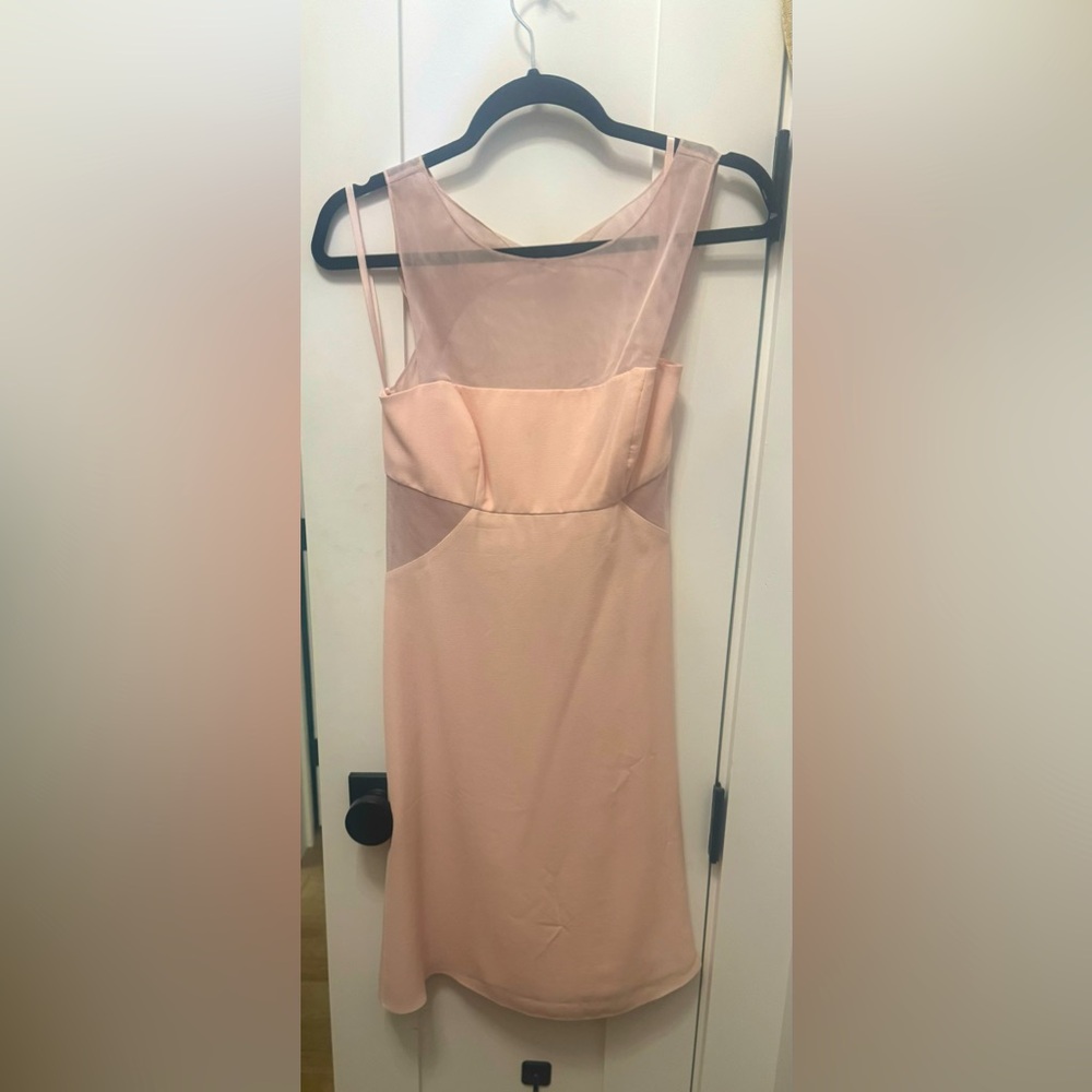 BCBGMAXAZRIA Blush Pink Silk Dress Cut Out Back